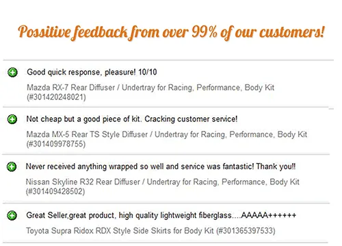 Positive feedback from over 99% of our eBay customers